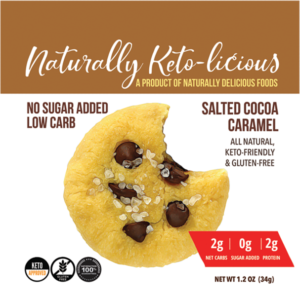 Salted Cocoa Caramel keto cookie all natural gluten free no added sugar and low carb keto cookie